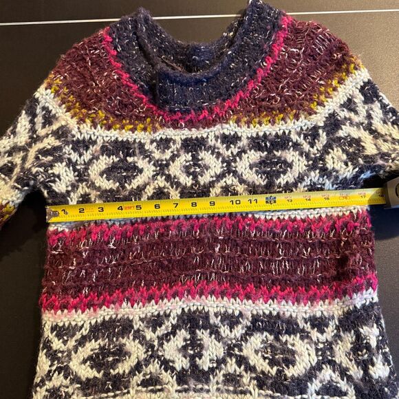 Free People Silver Reed Fair Isle Chunky Knit Sweater Size S - Picture 6 of 9